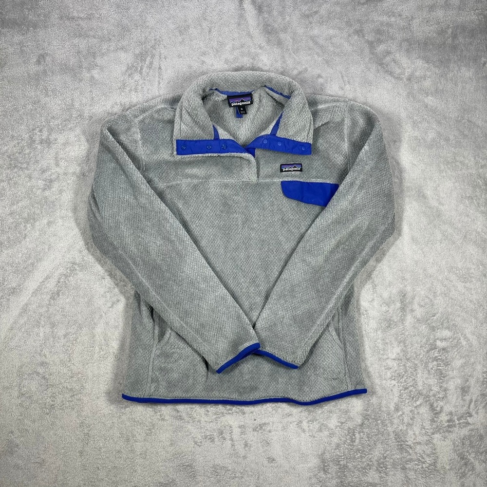 Patagonia Re-Tool Snap-T Pullover Womens XL Gray Blue Polartec Fleece FA16
